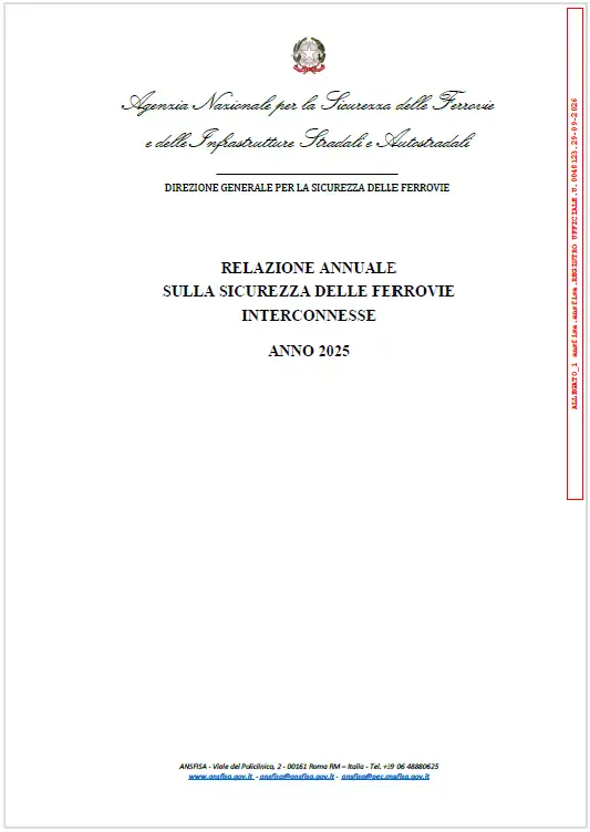 Relazione annuale sicurezza ferrovie interconnesse - Anno 2025 / ANSFISA Sett. 2026 Relazione annuale sicurezza ferrovie interconnesse - Anno 2025 / ANSFISA Sett. 2026